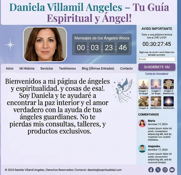 Web anterior de Daniela Villamil, antes del rediseño